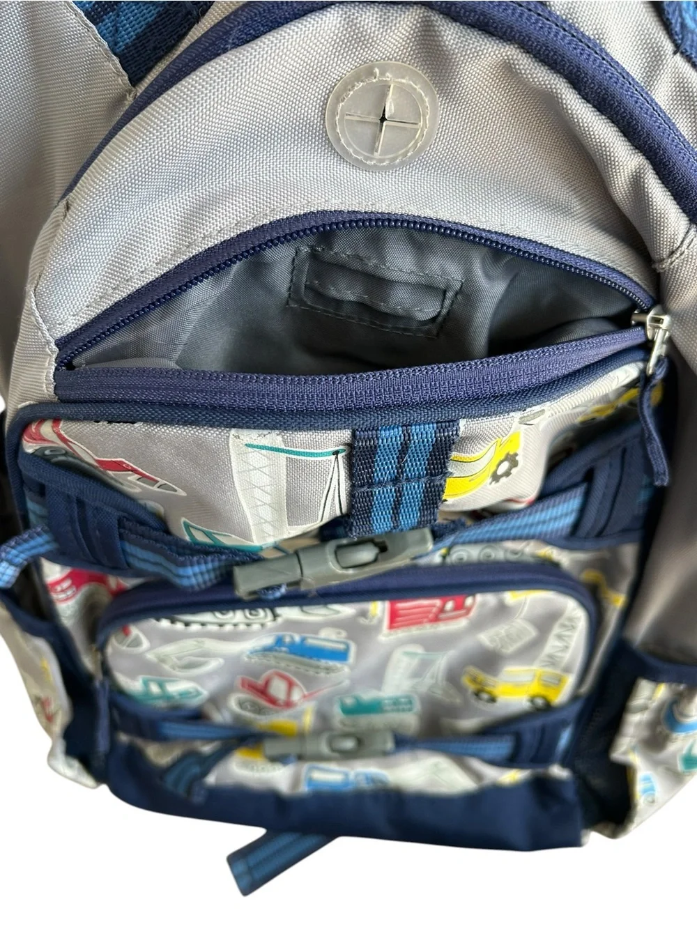 Pottery Barn Kids Construction Backpack - Blue, Yellow, Red Mackenzie Gray